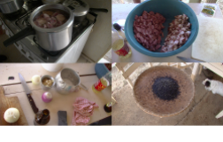 How to make Feijoada - black beans, rice, pork, garlic and onion