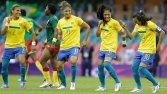 Brazilian football players dancing World Cup 2014