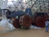 Brazilian tree-hugger truck tipping over inside a glass dome at Inhotim, Minas Gerais